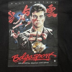 Jean Claude Van Damme Bloodsport T Shirt Mens Size Medium Black Graphic Tee BDGA
